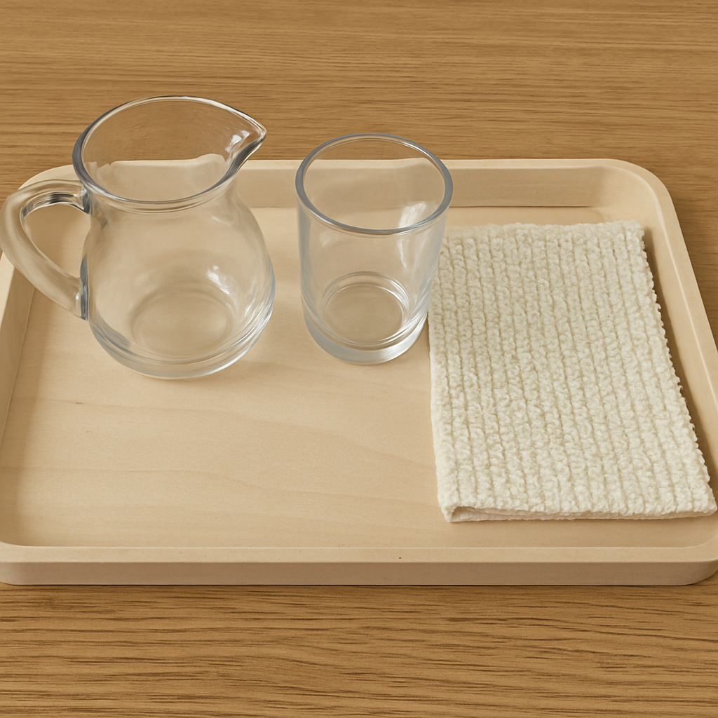 Montessori pouring activity setup