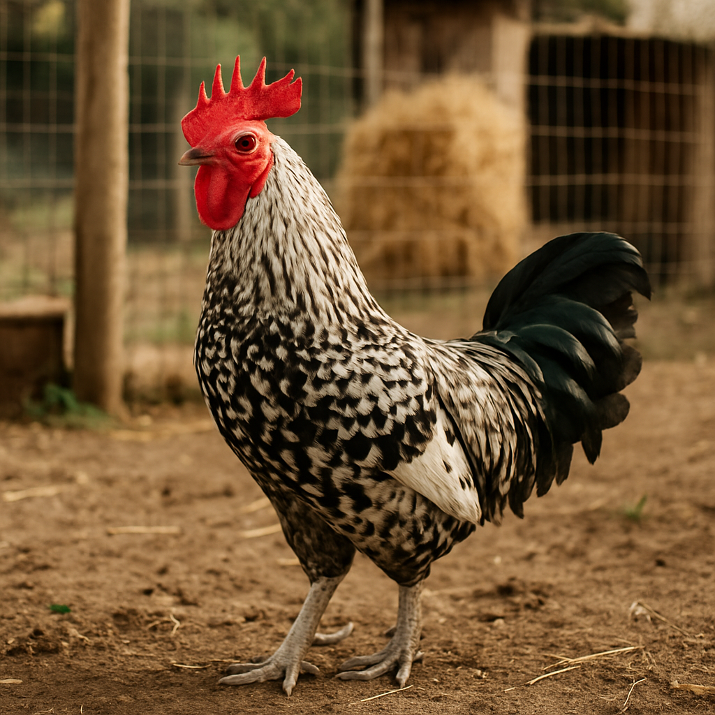 Ayam Ketawa Rooster in a farm setting