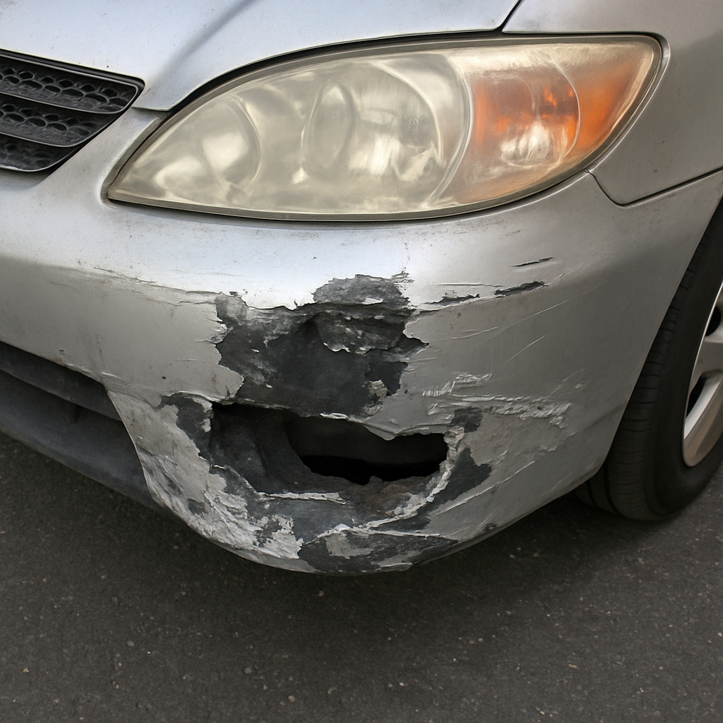 damaged car bumper