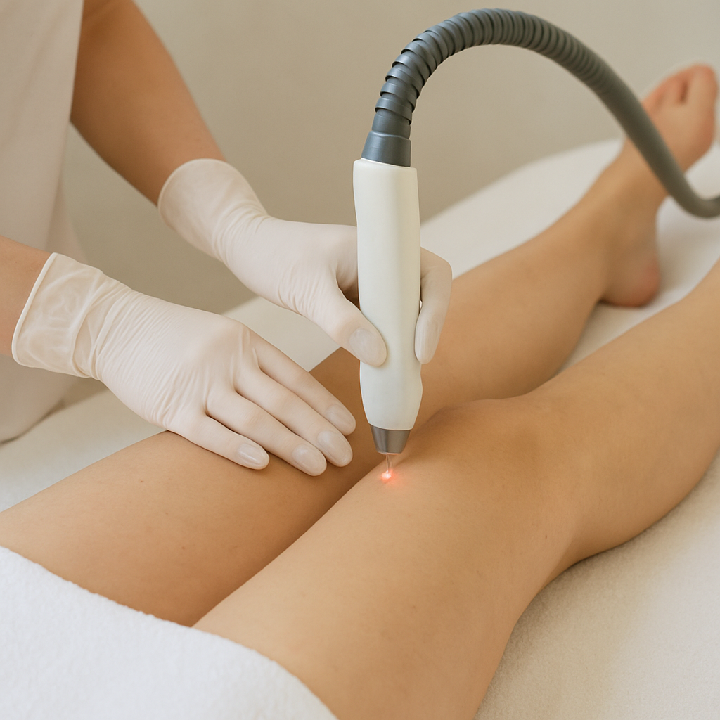 Laser treatment on a leg