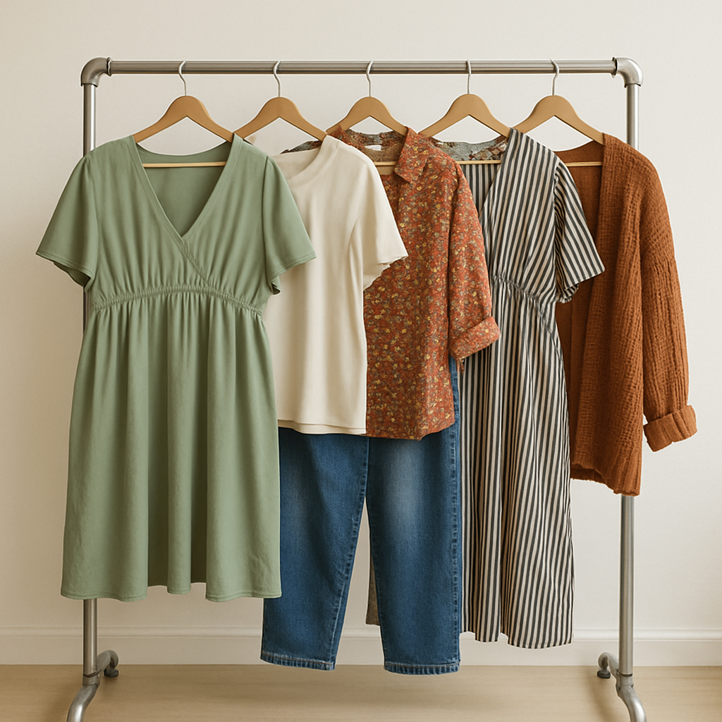 plus-size clothing rack with diverse styles