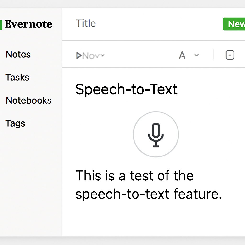 Evernote interface showcasing speech-to-text feature