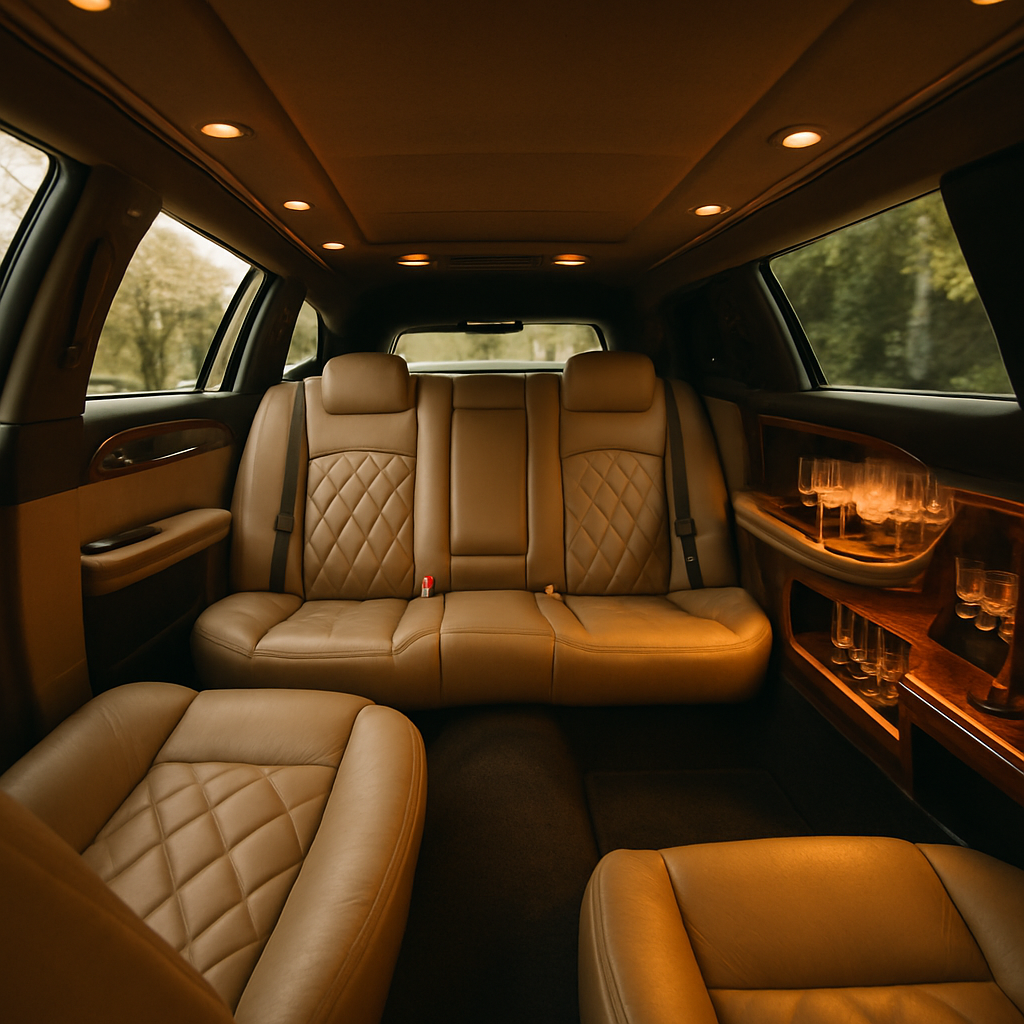 Luxurious interior of a limo cab