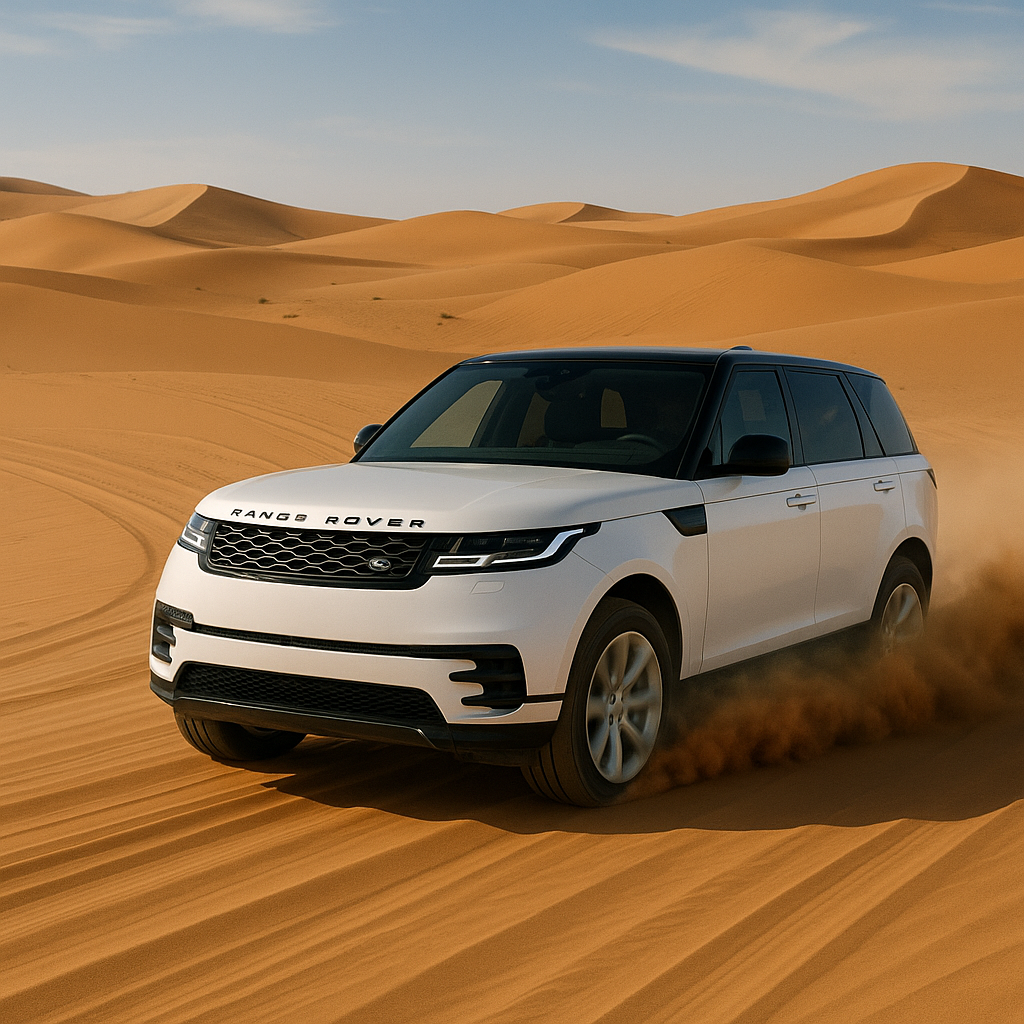 Range Rover driving in the desert