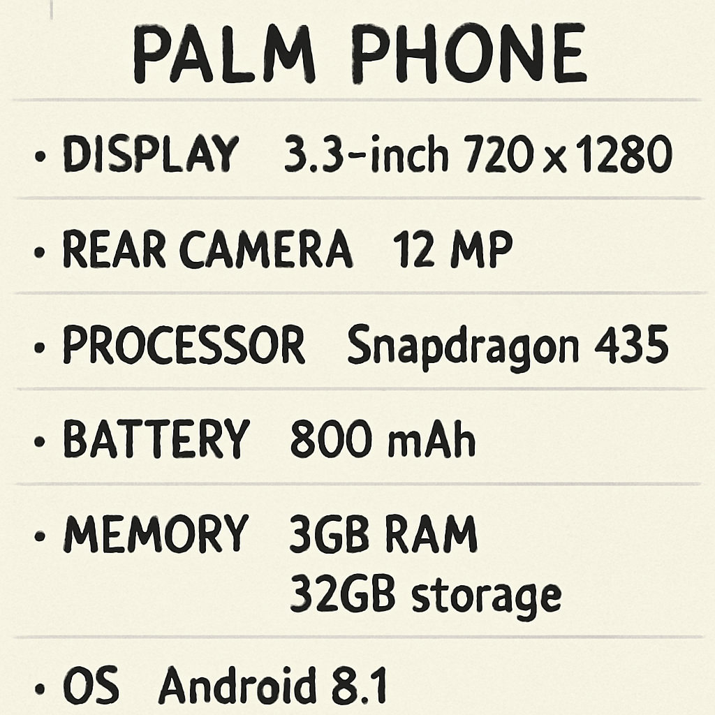 Palm Phone Specifications