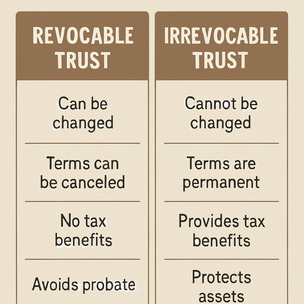 Comparison of revocable and irrevocable trusts