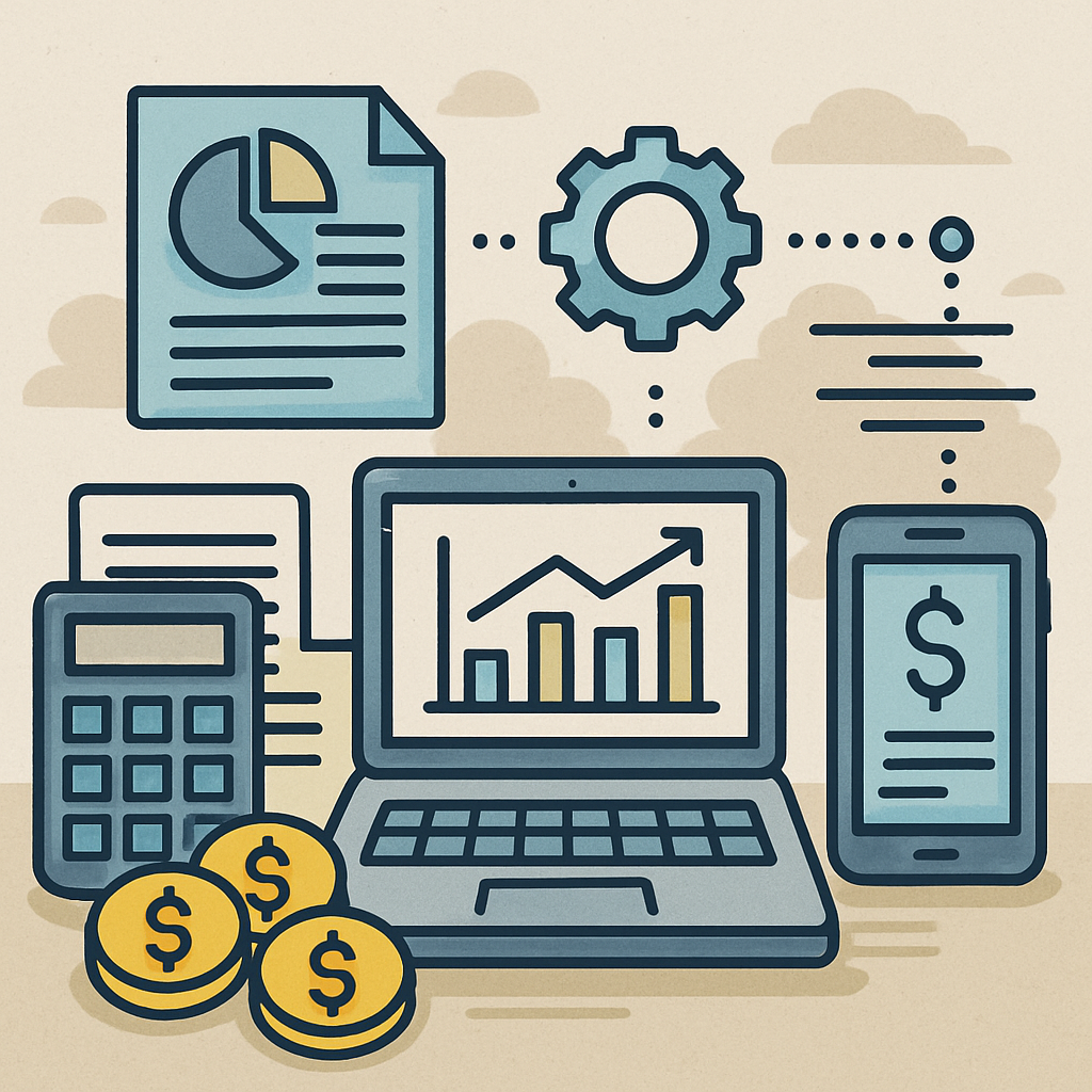 A representation of technology integrating with accounting processes
