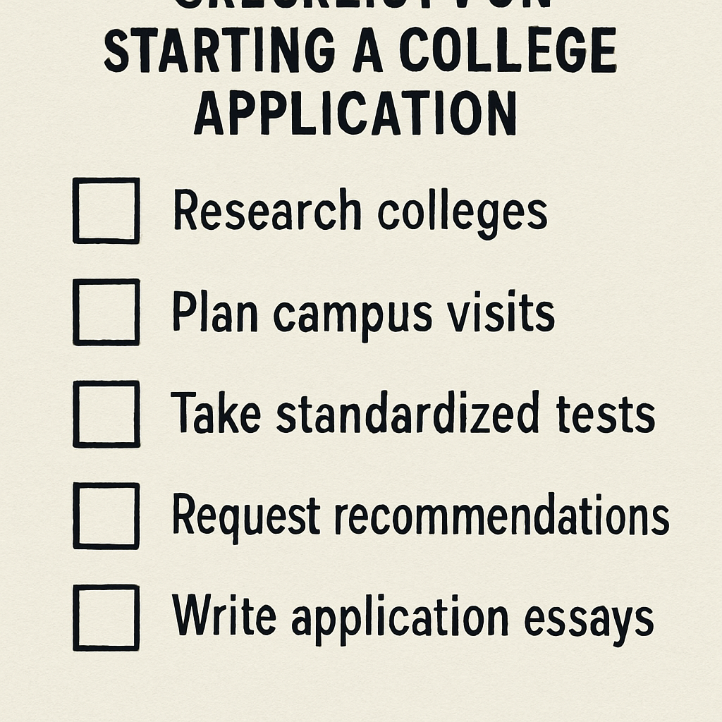 Checklist for starting a college application