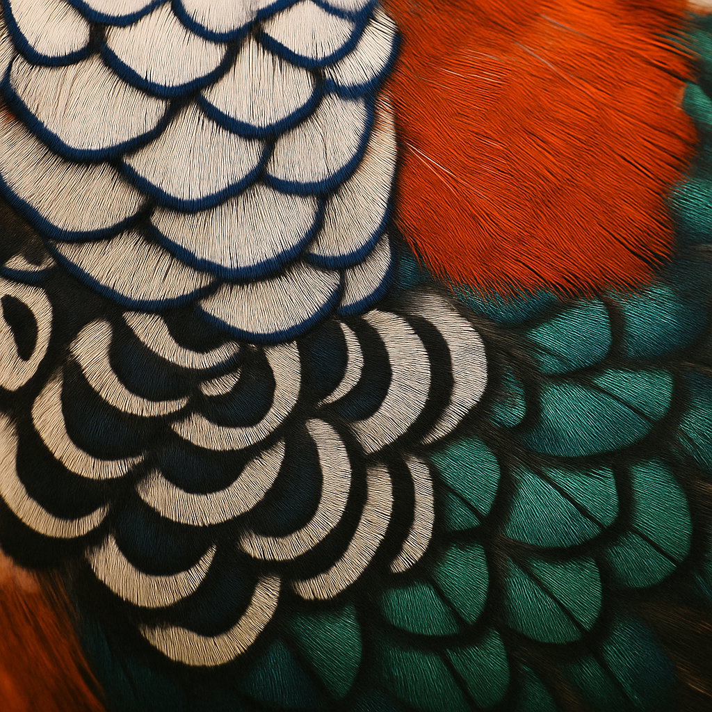 Close-up of Lady Amherst Pheasant Feathers