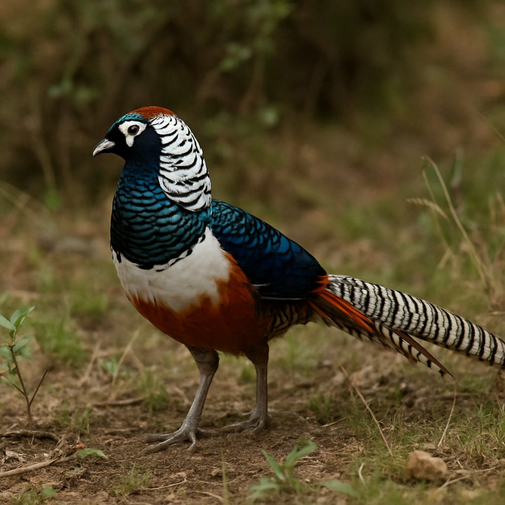 Lady Amherst Pheasant in natural habitat