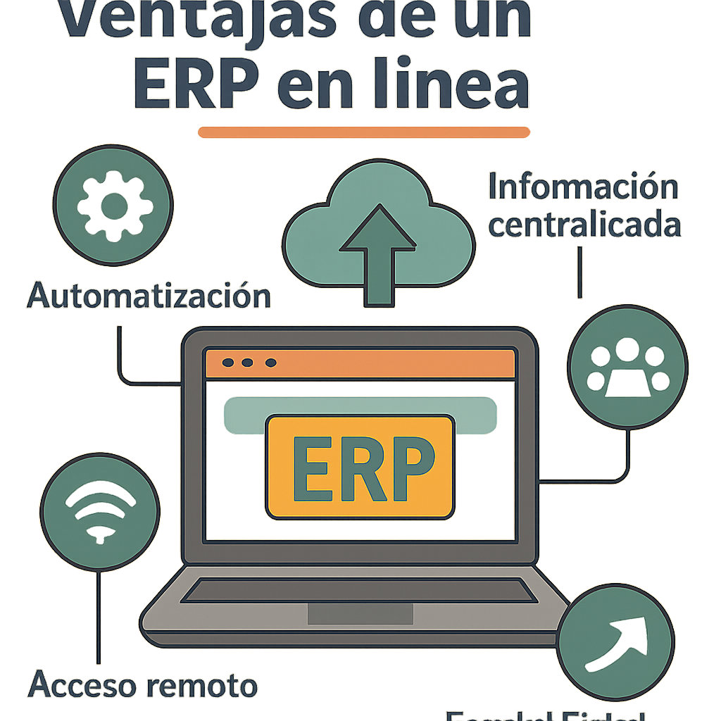 Gráfico ilustrando las ventajas de un ERP en línea