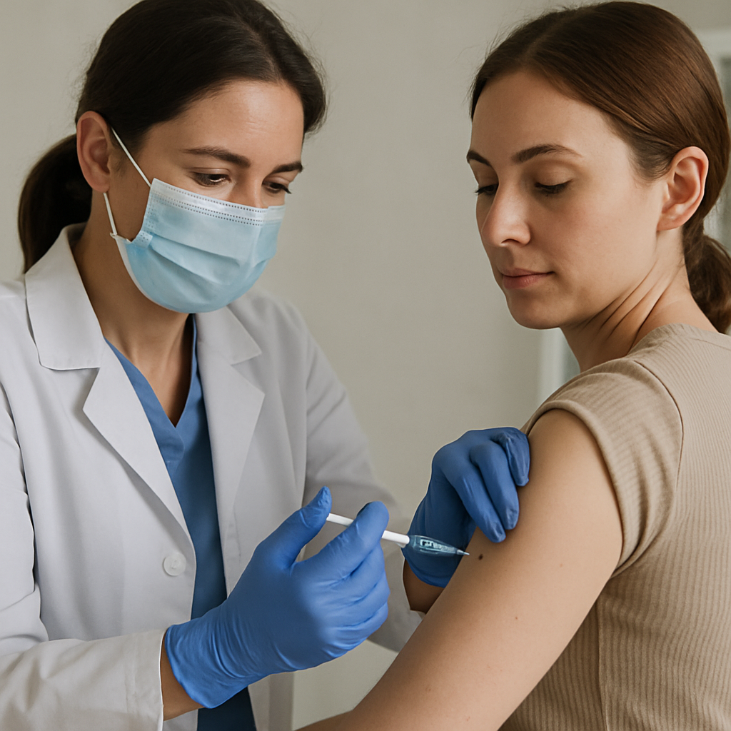 Medical professional administering injection