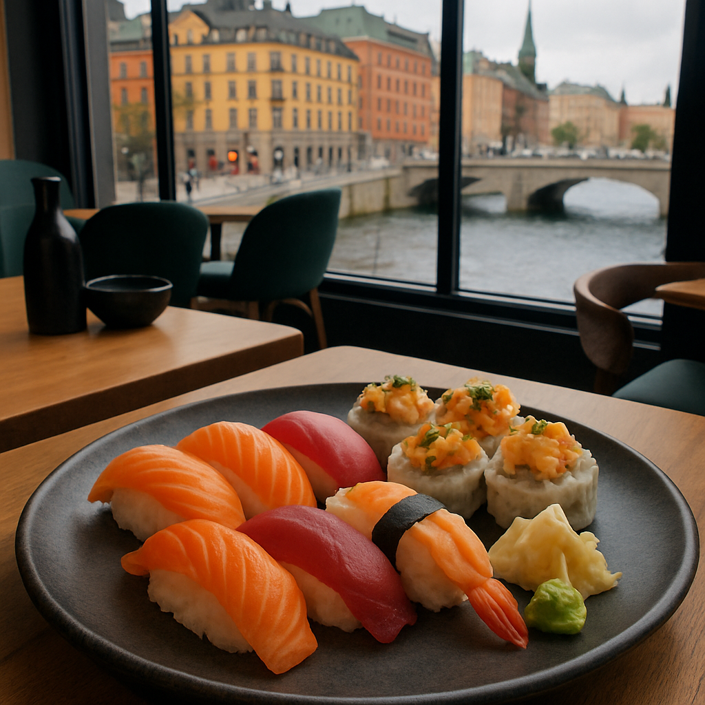 Sushi platter in a central Stockholm restaurant