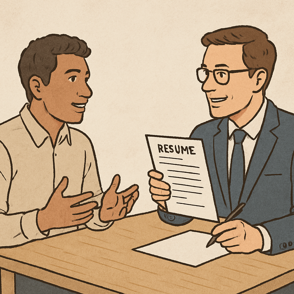 Job seeker talking to a recruiter