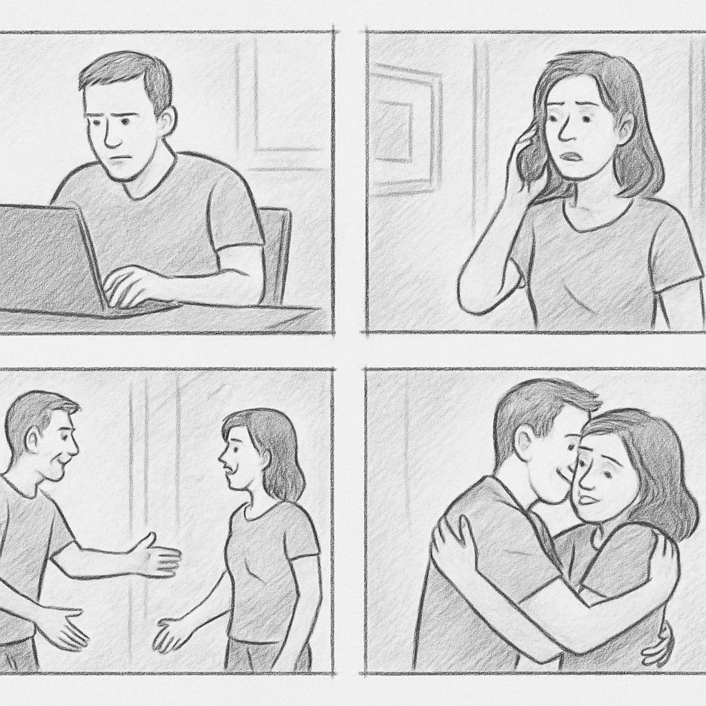 Illustration of storyboard panels