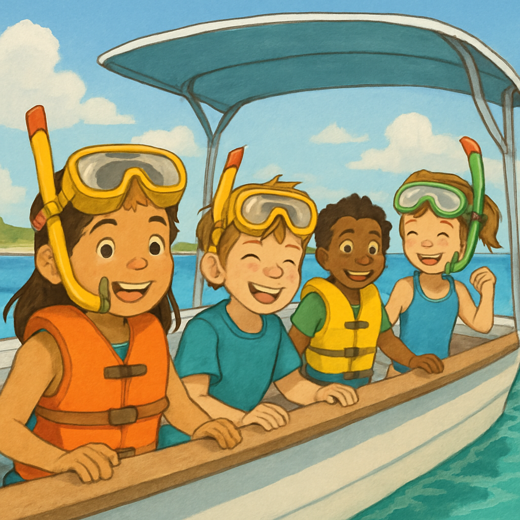 Children enjoying a snorkeling trip on a boat