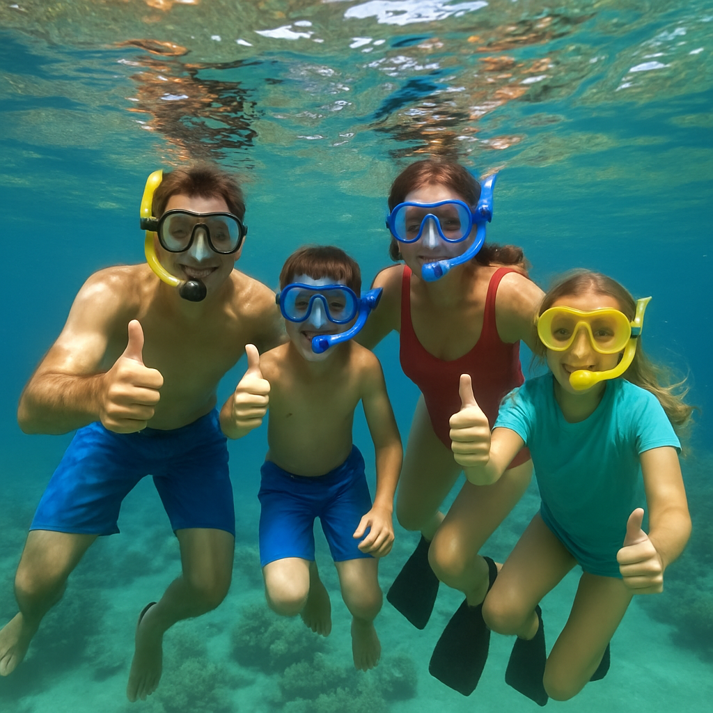 Family snorkeling in Maui waters