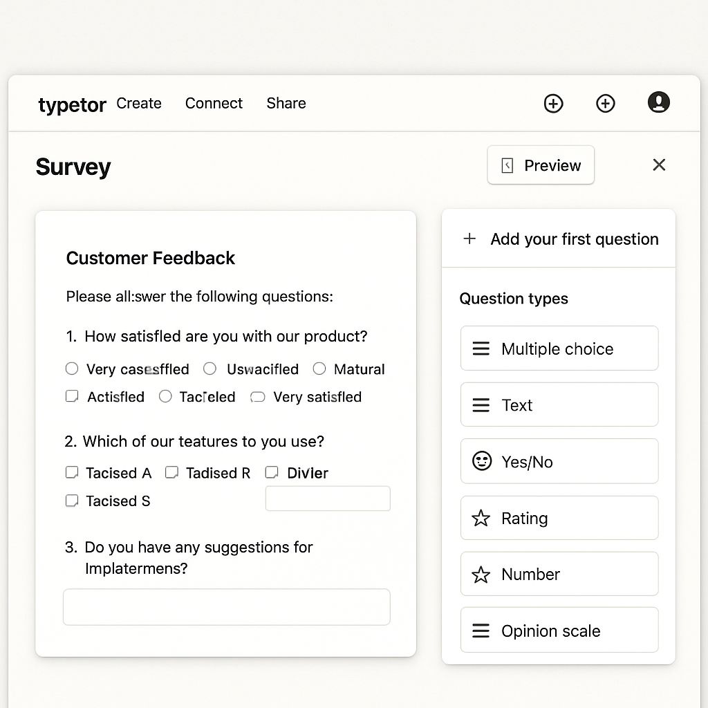 Typeform interface showcasing survey design