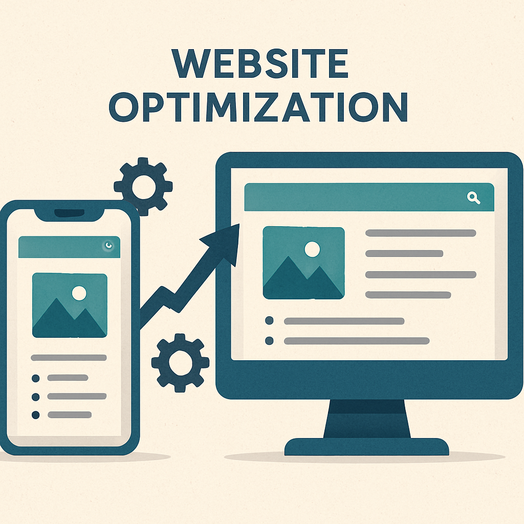 Illustration showing mobile and desktop website optimization