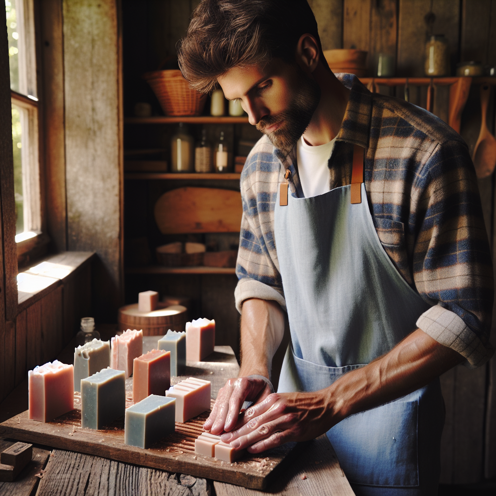 A person crafting their own handmade soap bars