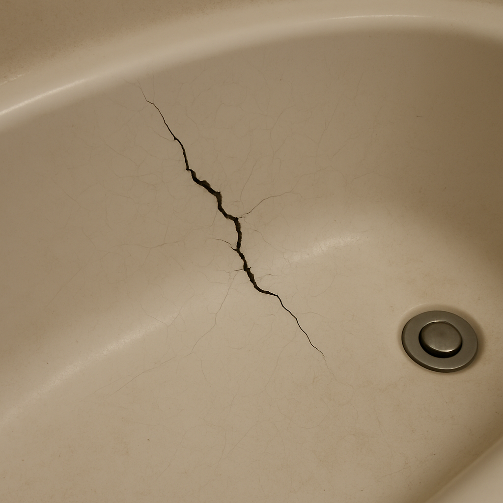 Cracked fiberglass bathtub