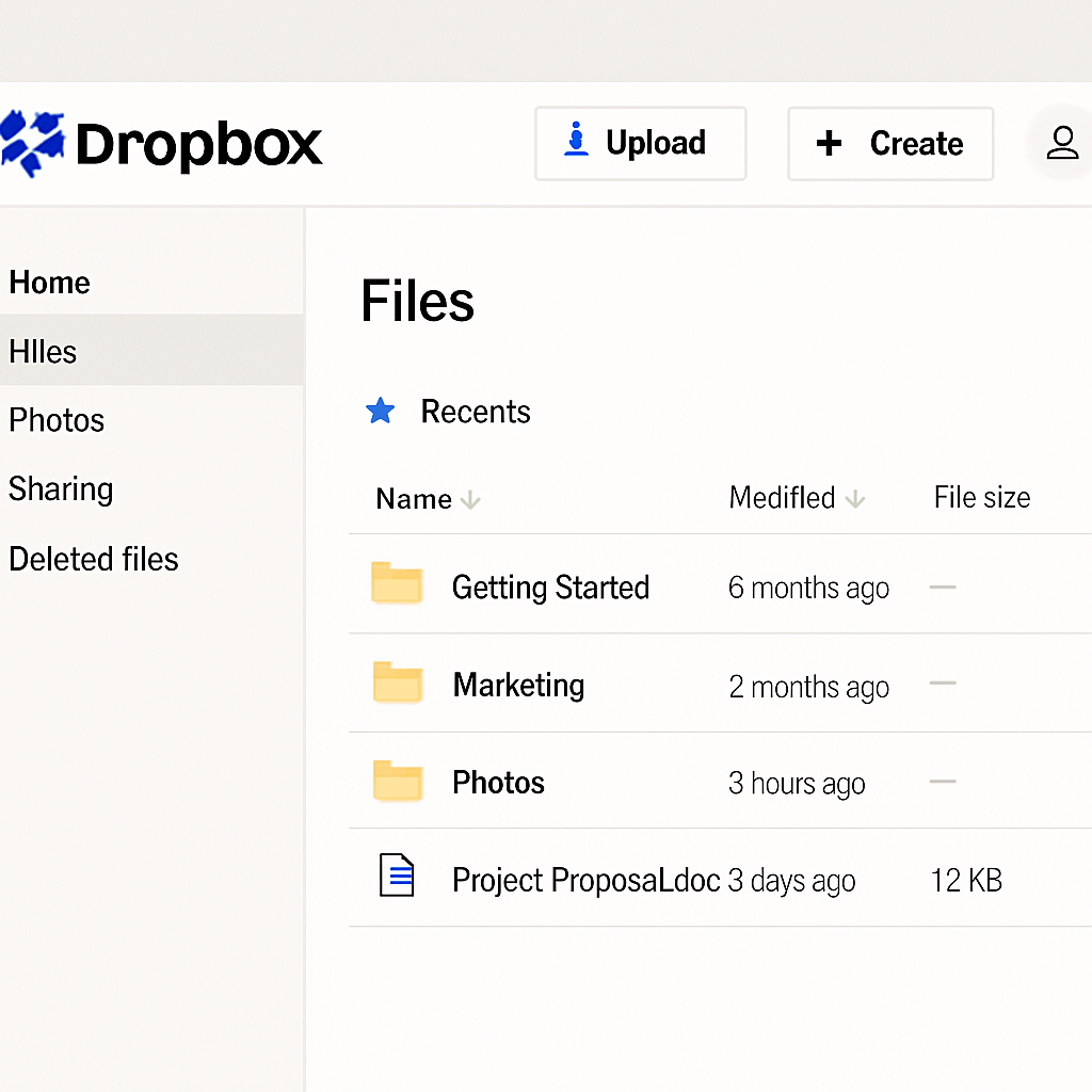 Dropbox interface