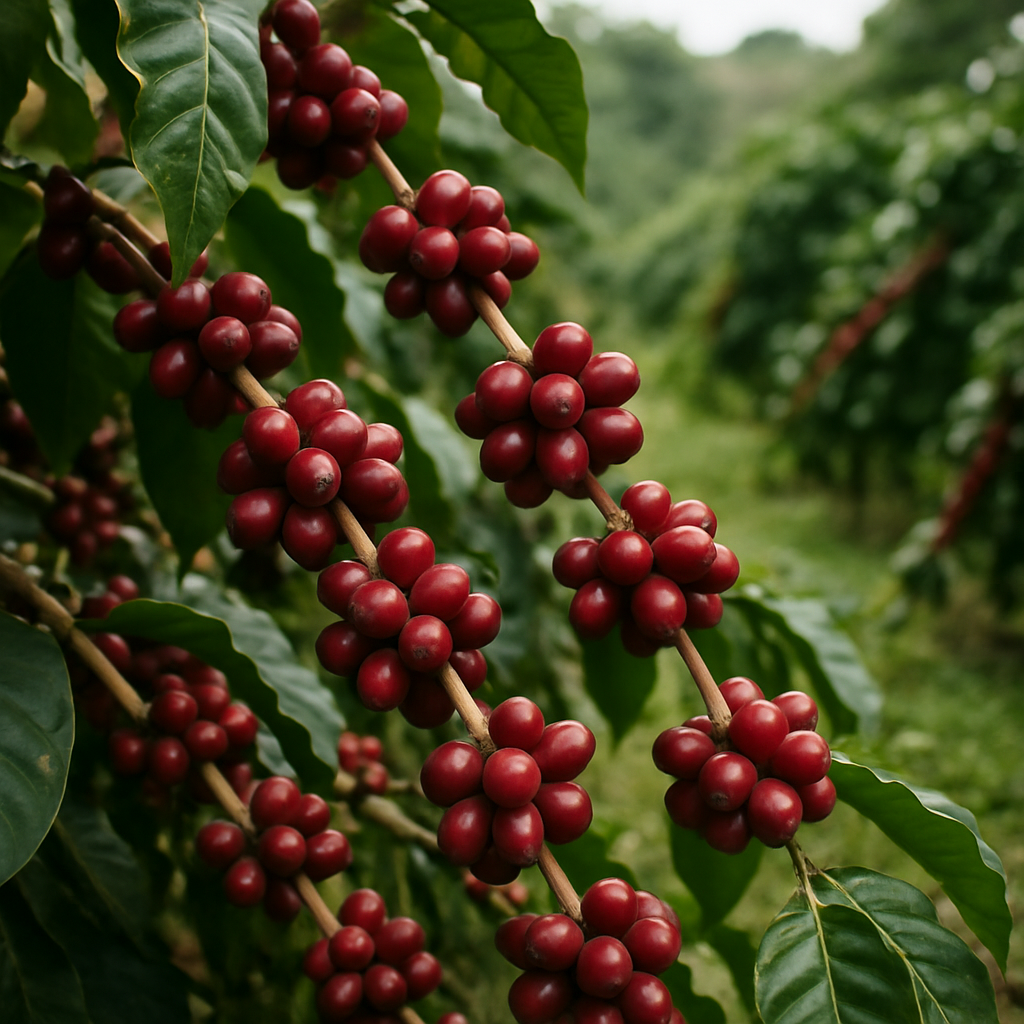 Coffee beans on a plantation