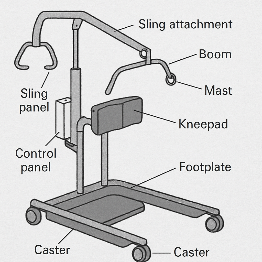 Components of a sit to stand lift