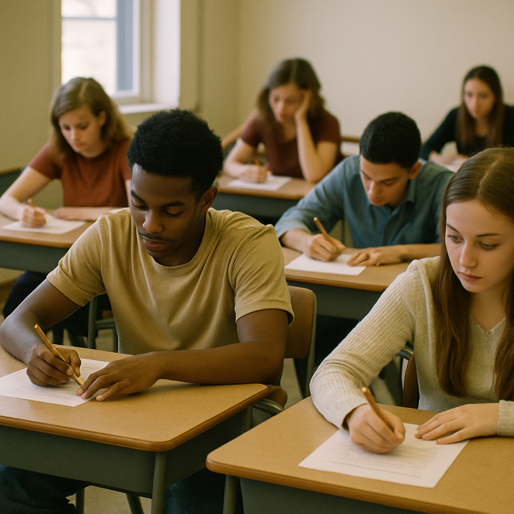 students taking exams