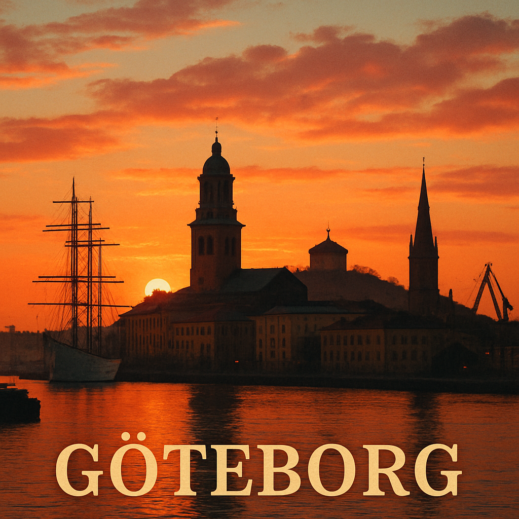 Göteborg Skyline at Sunset