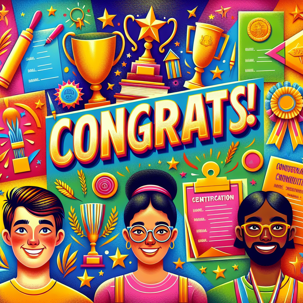 A colorful poster recognizing student achievement