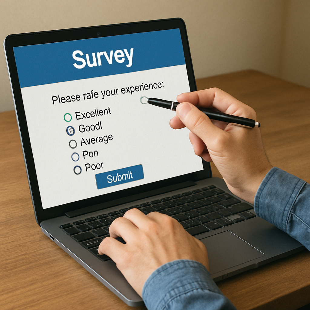 Person filling out an online survey