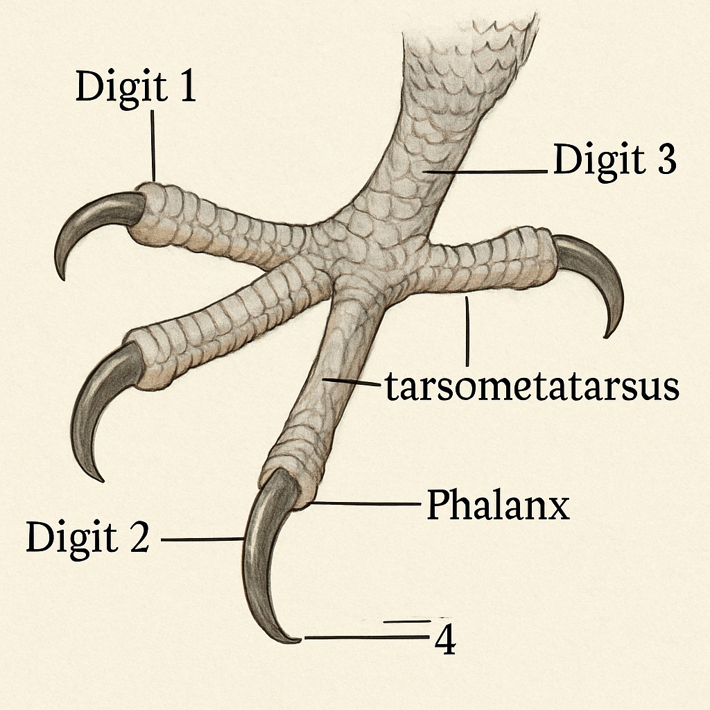 Parrot's foot anatomy diagram