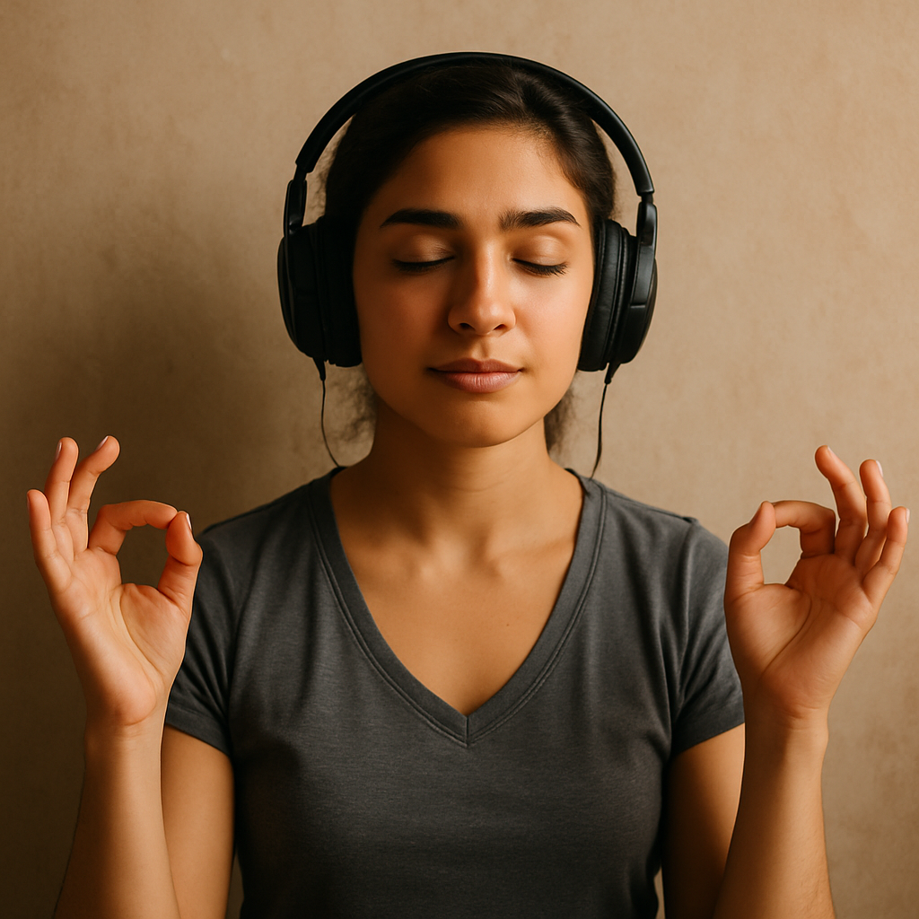 meditation with headphones
