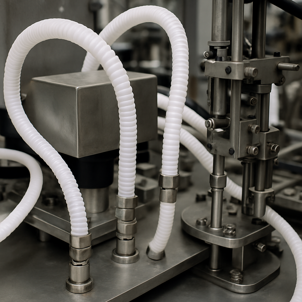 Industrial machinery with PTFE tubes