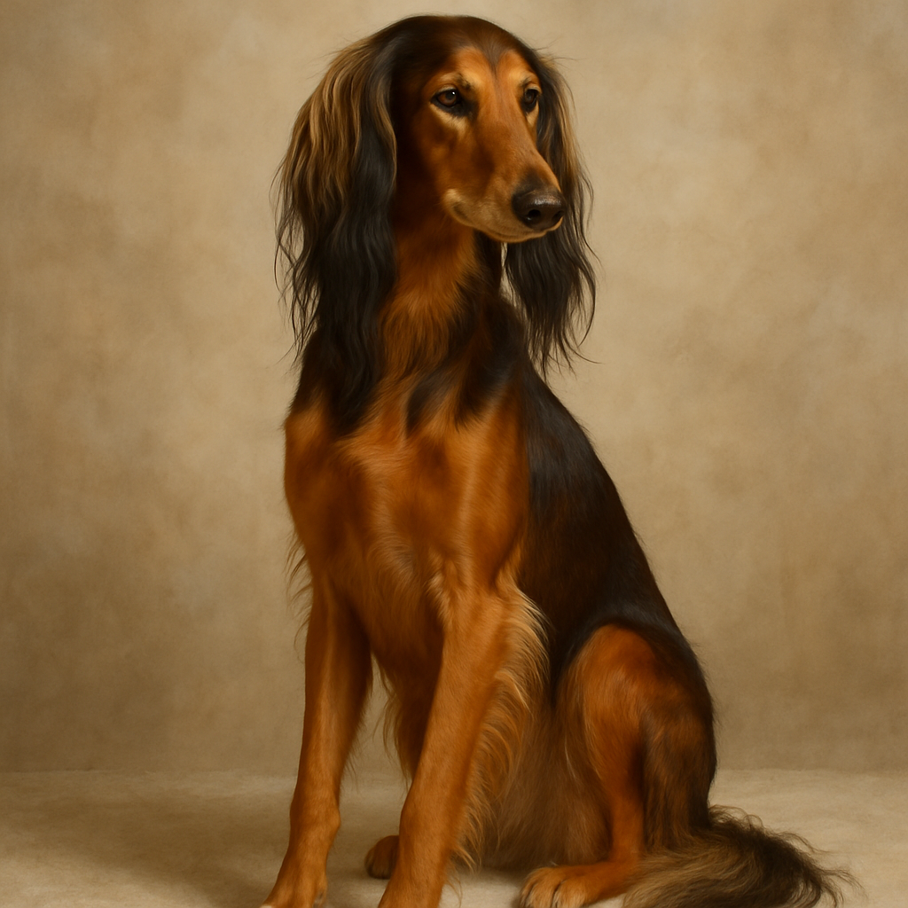 A luxurious and rare dog breed sitting elegantly