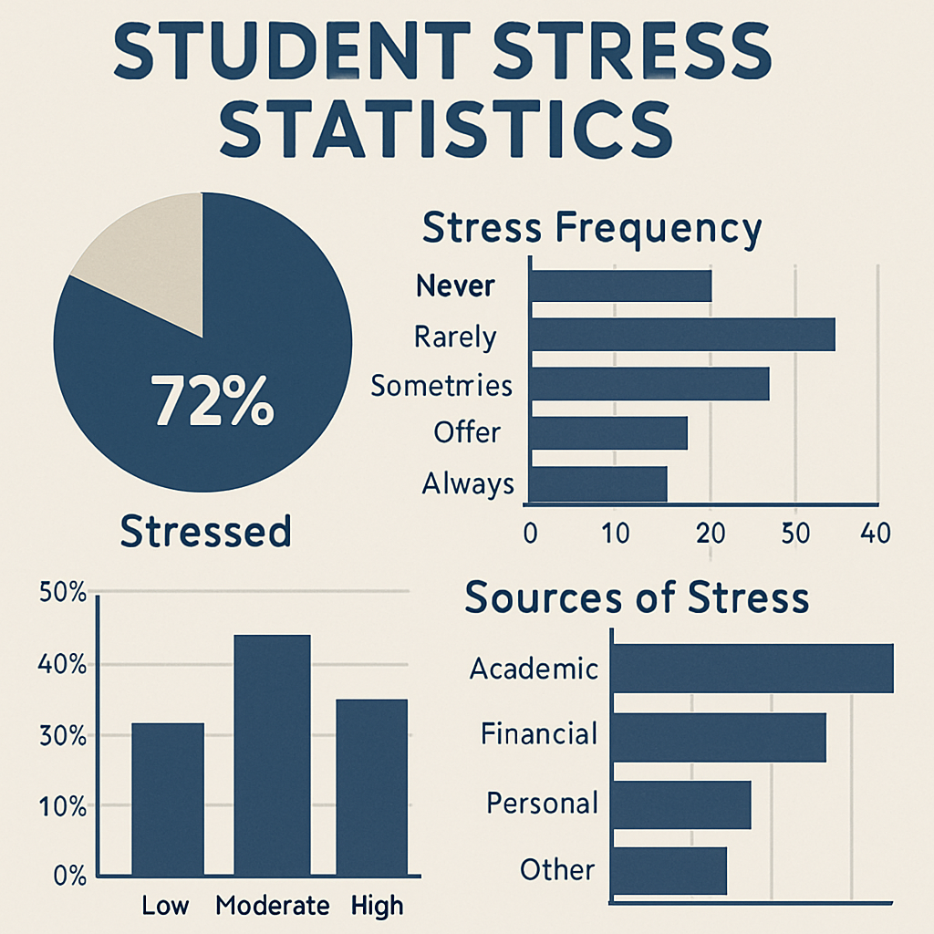 Graphs showing student stress statistics