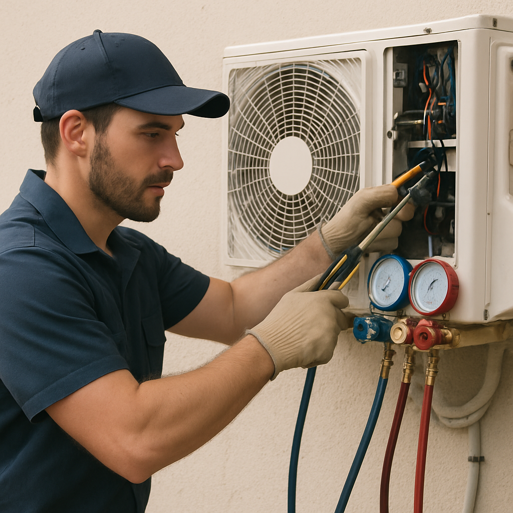 AC technician performing maintenance