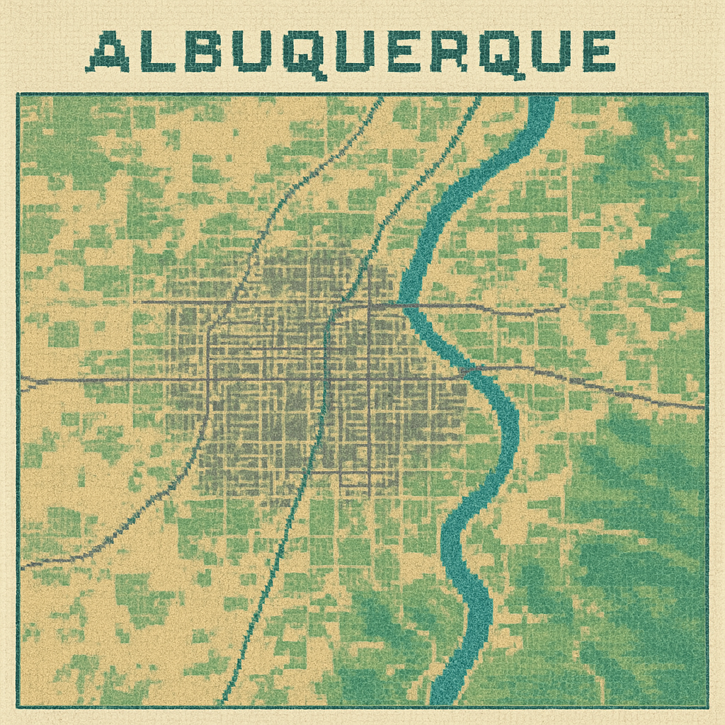 Aerial view of Albuquerque digital landscape