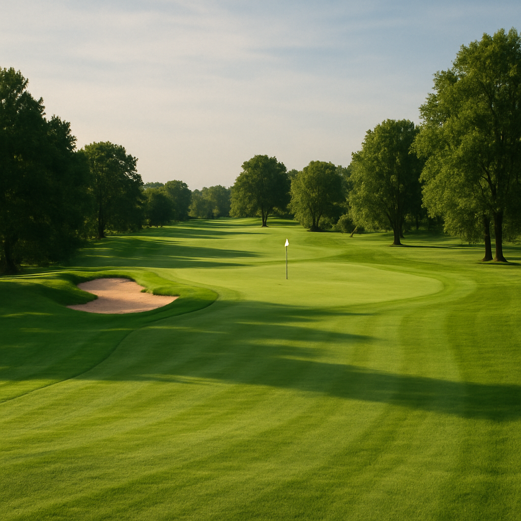 Golf course with a view of the slope and greens