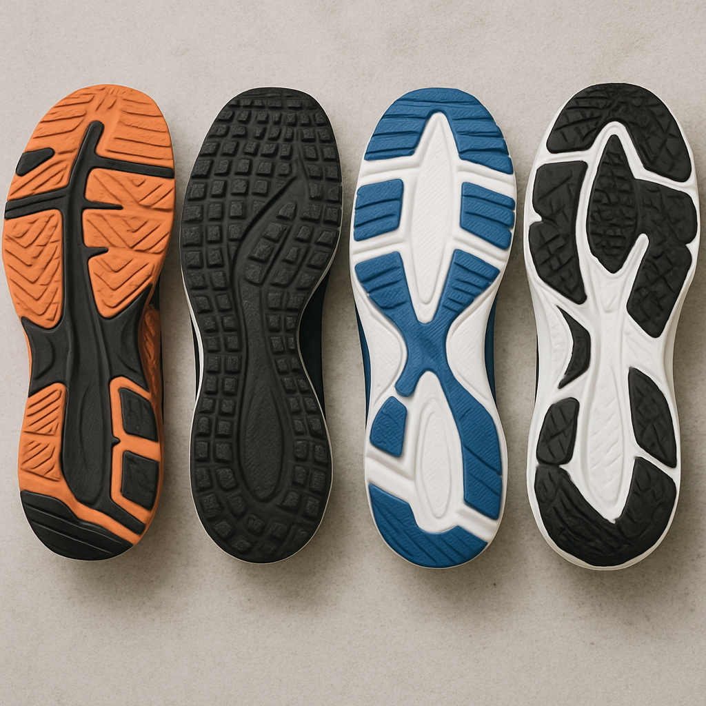 Variety of running shoe soles
