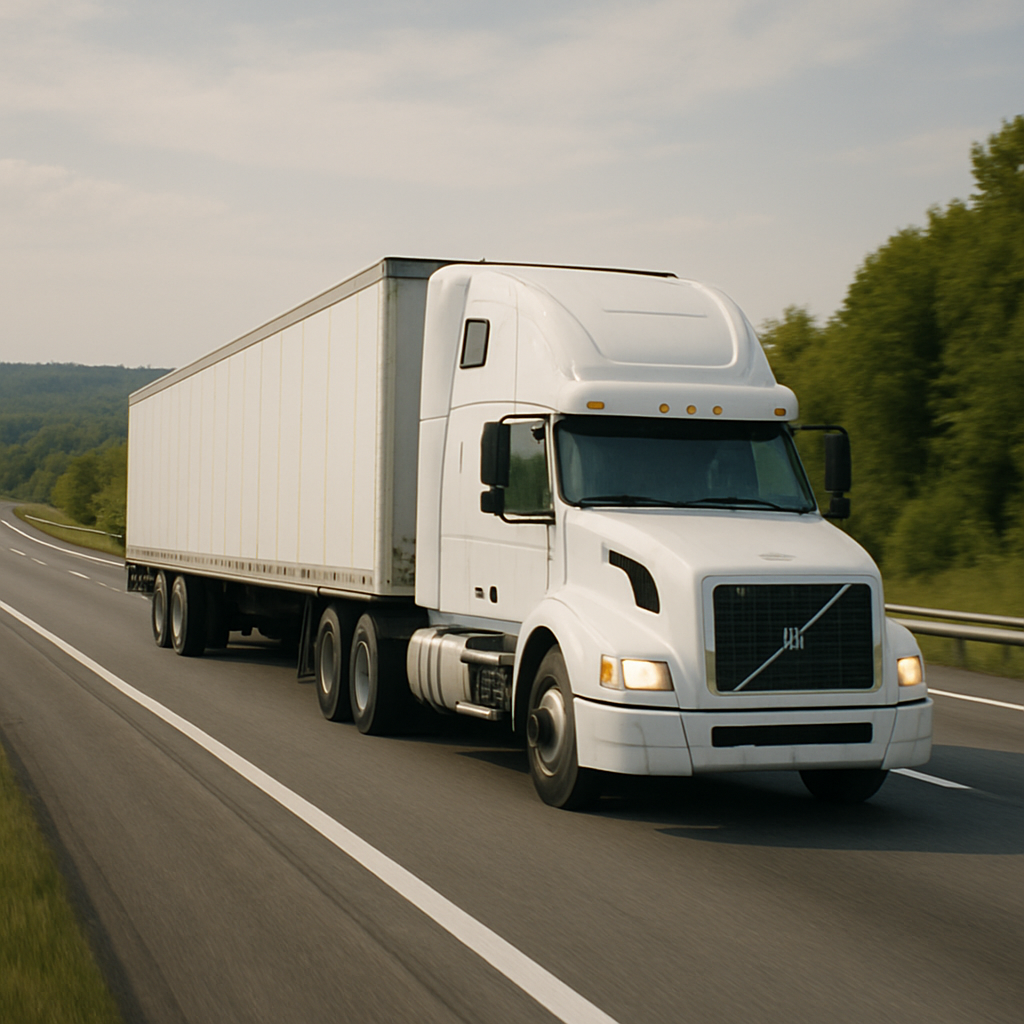 Highway truck driving