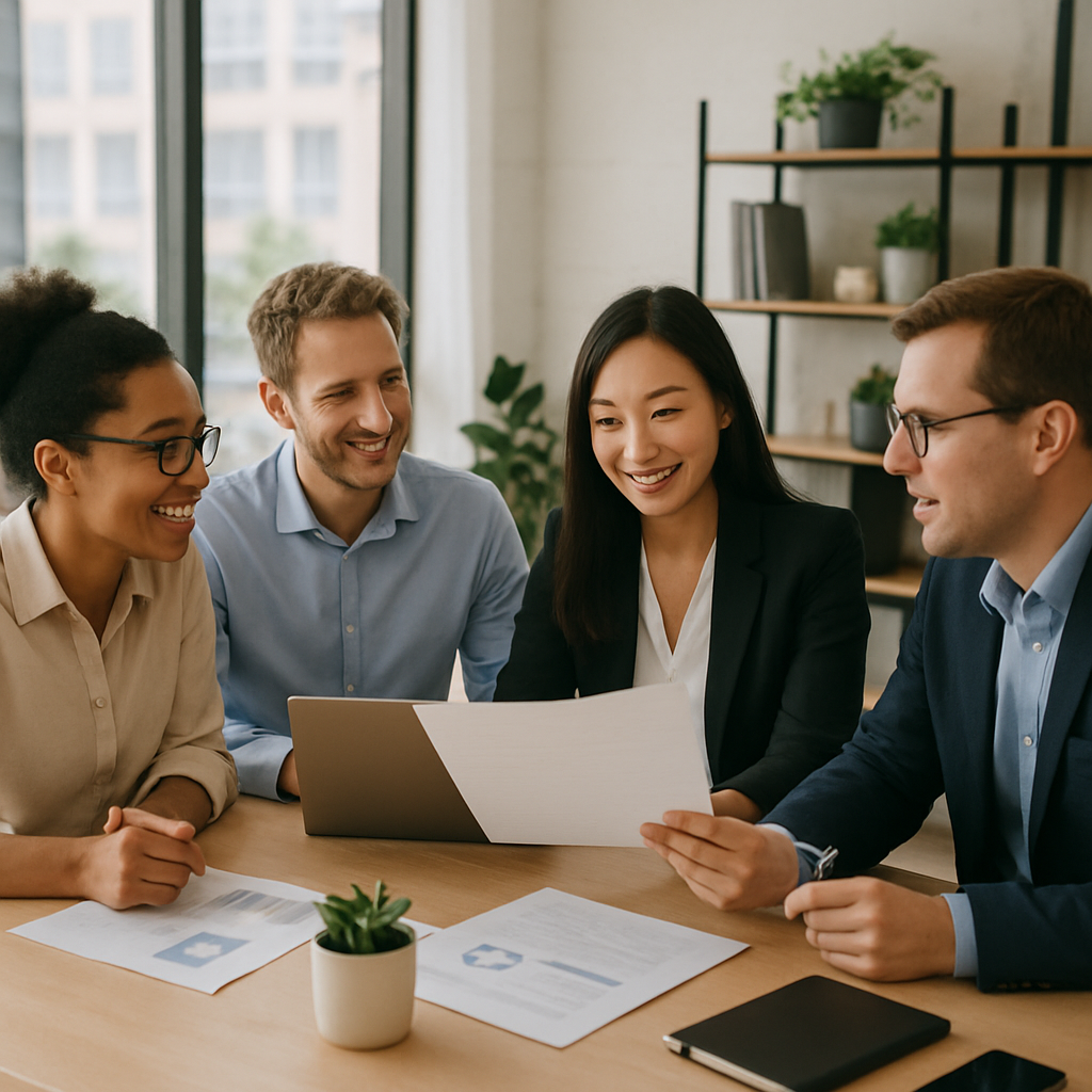HR professionals collaborating in a modern office