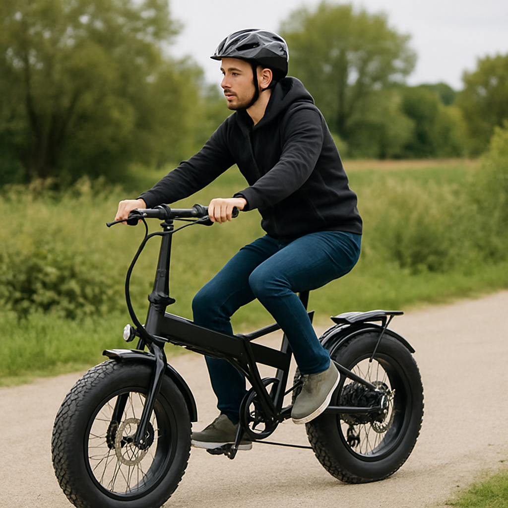 vélo pliant électrique fat bike en action