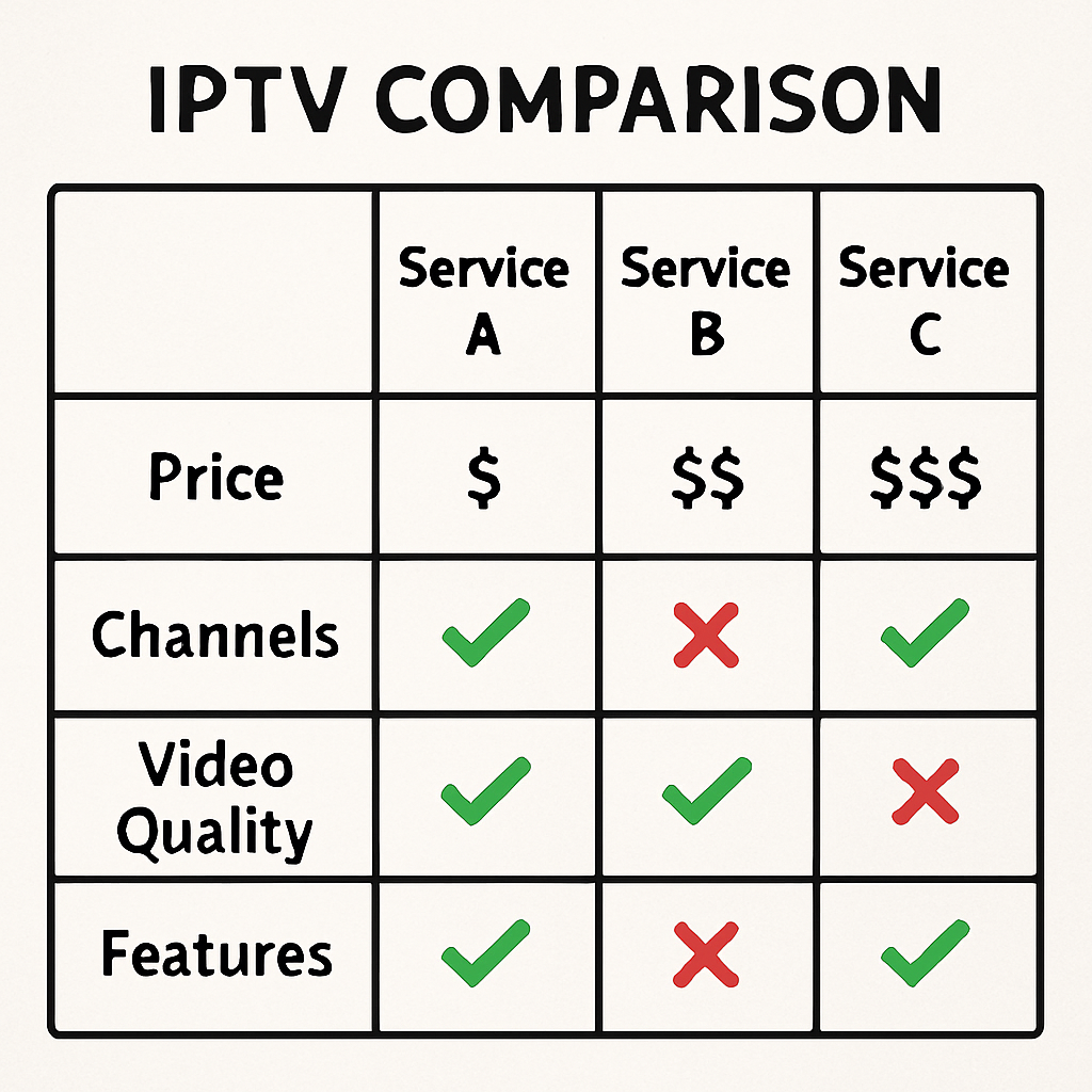 IPTV comparison chart