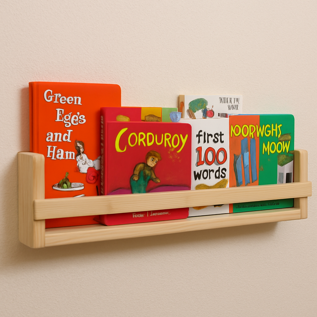 IKEA spice rack used as a bookshelf