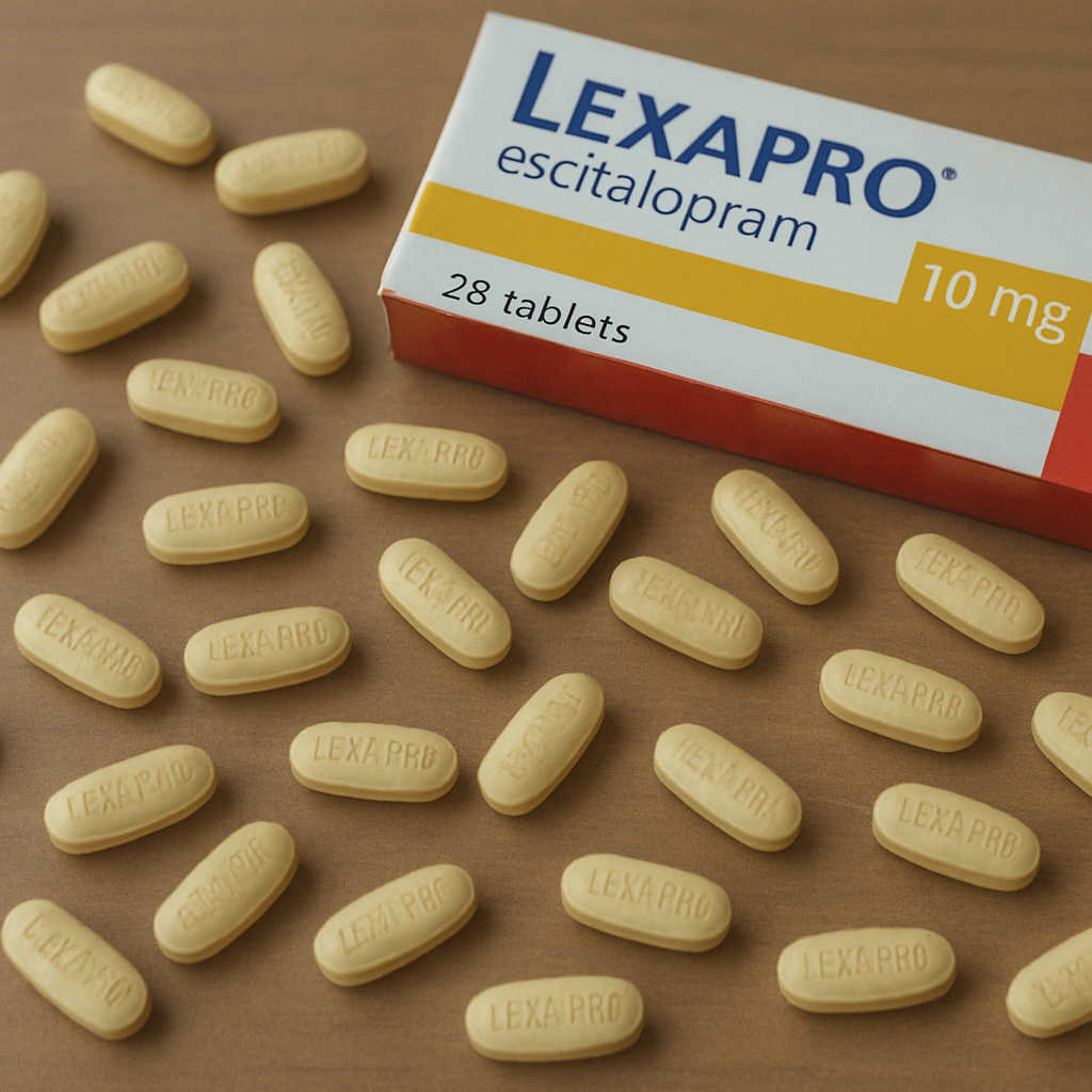 Lexapro tablets scattered on a table