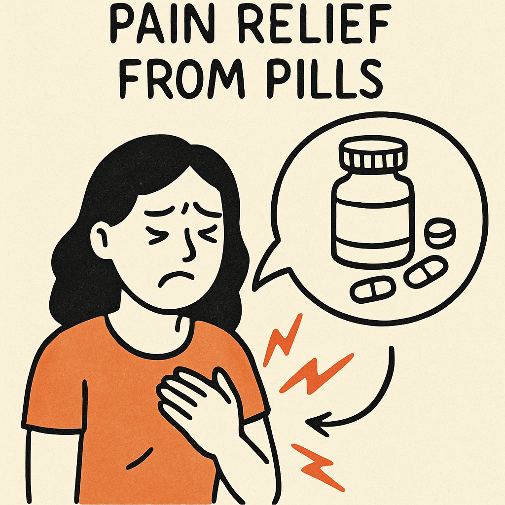 Illustration of pain relief from pills