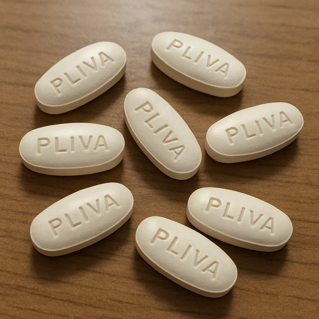 Pliva pills on a table