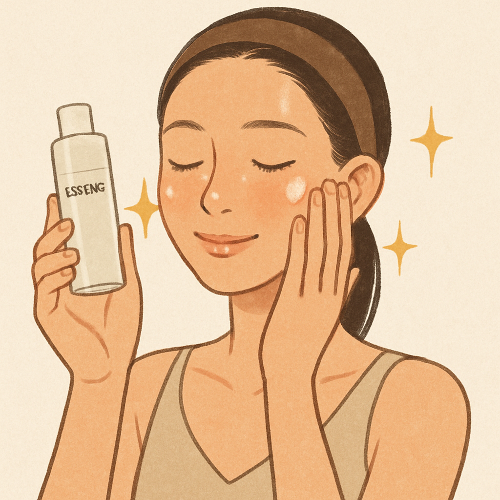 applying essence for glowing skin